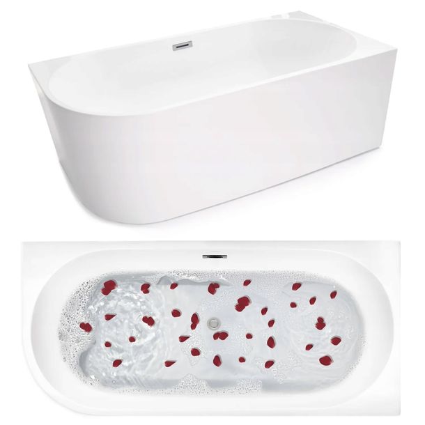 WANNA PRZYŚCIENNA PRAWOSTRONNA biała PREMIUM akryl 170x76cm + syfon