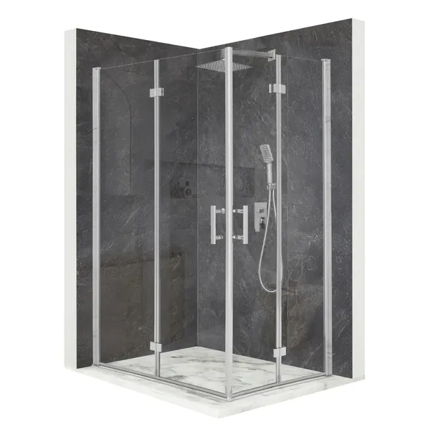 Kabina prysznicowa 100x80cm drzwi składane chrom szkło ESG 6mm + powłoka