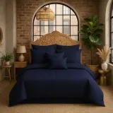 posciel-160x200-hotelowa-100percent-gruba-bawelna-satynowa-adamaszek-granatowy-stan-nowy