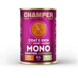 mokra-karma-dla-psa-champer-coatandskin-monobialkowa-jagniecina-400g
