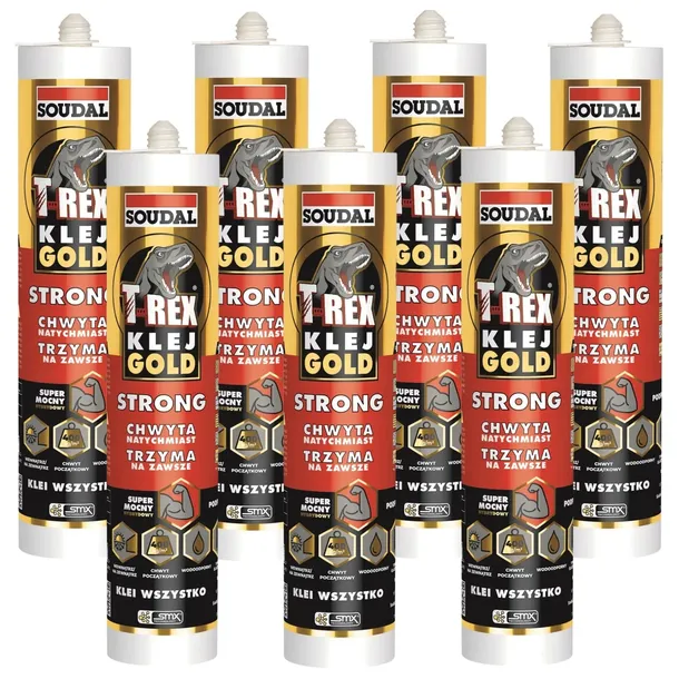 Klej Montażowy T-REX gold strong SOUDAL 290 ml Biały Mocny Uniwersalny x 7