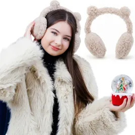 nauszniki-zimowe-mlodziezowe-z-uszkami-mis-teddy-bezowe-cieple-miekkie