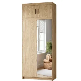 szafa-z-lustrem-i-nadstawka-90-cm-kuba-z-polkami-i-drazkiem-dab-olejowany