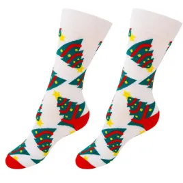 swiateczne-skarpety-little-angel-biale-w-choinki-kolorowe-unisex