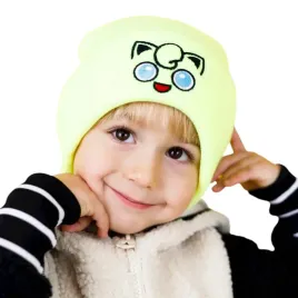 czapka-zimowa-dziecieca-zielona-neon-kotek-beanie