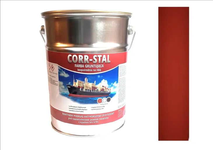 Farba podkładowa okrętowa do metalu stali CZERWONA 5L prosto na rdzę