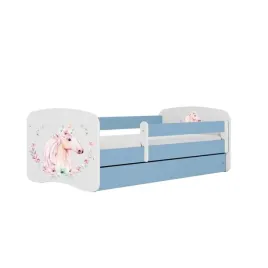 lozko-babydreams-niebieskie-konik-z-szuflada-materac-lateks-160-80