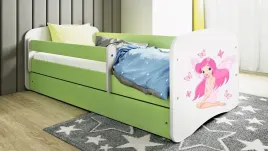 lozko-babydreams-zielone-wrozka-z-motylkami-z-szuflada-materac-kokos-140-70