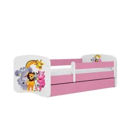 lozko-babydreams-rozowe-zoo-bez-szuflady-bez-materaca-140-70