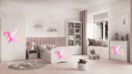 lozko-babydreams-biale-wrozka-ze-skrzydelkami-bez-szuflady-materac-160-80