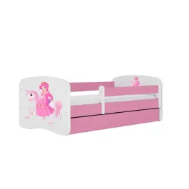lozko-babydreams-rozowe-ksiezniczka-z-szuflada-materac-lateks-160-80