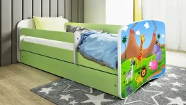 lozko-babydreams-zielone-safari-z-szuflada-materac-kokos-180-80