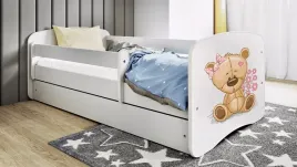 lozko-babydreams-biale-mis-kwiatki-z-szuflada-bez-materaca-160-80