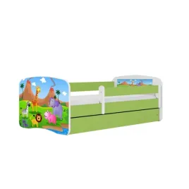lozko-babydreams-zielone-safari-z-szuflada-materac-lateks-160-80