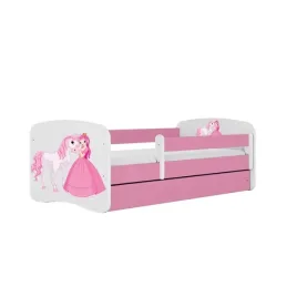 lozko-babydreams-rozowe-ksiezniczka-konik-z-szuflada-materac-180-80