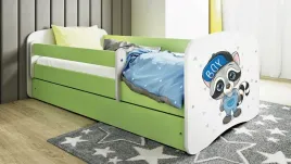 lozko-babydreams-zielone-szop-z-szuflada-materac-180-80