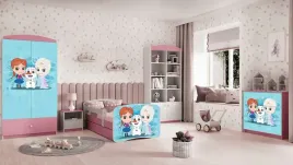 lozko-babydreams-rozowe-kraina-lodu-z-szuflada-materac-160-80