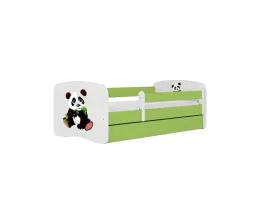 lozko-babydreams-zielone-panda-2-z-szuflada-materac-180-80