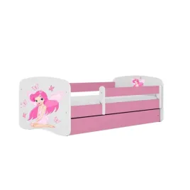 lozko-babydreams-rozowe-wrozka-z-motylkami-z-szuflada-materac-160-80