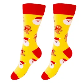 swiateczne-skarpety-little-angel-zolte-mikolaj-i-pierniczki-unisex-kolorowe