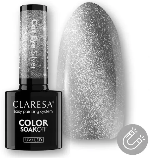Claresa Lakier Hybrydowy Cat Eye Silver Srebrny Efekt Kociego Oka 5g