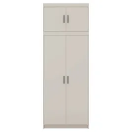szafa-dwudrzwiowa-bezowa-z-nadstawka-laminat-z-polkami-drazkiem-87-cm-lena