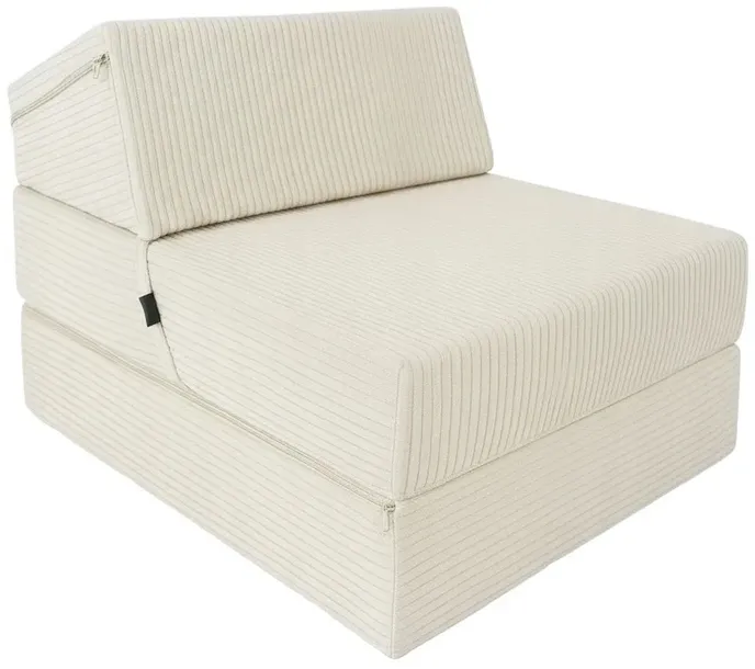 FOTEL KANAPA PUFA MATERAC rozkładany składany SOFA 80x190x15 SZTRUKS ekri