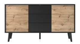 komoda-154-cm-z-3-szufladami-nowoczesna-czarna-z-drewnem-plyta-mdf