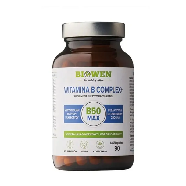 Biowen Witamina B-Complex Układ Nerwowy Niacyna B1 B3 B6 B12 90 kaps.