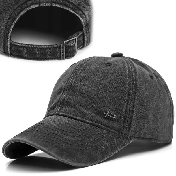 CZAPKA z Daszkiem Vintage Bejsbolówka Bawełniana CZARNA Pako Jeans