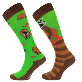 skarpetki-jezdzieckie-mondo-calza-raccoon-w-szopy-zielone-brazowe-xs-31-34