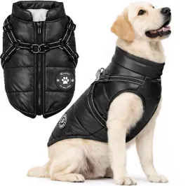 ciepla-kurtka-ubranko-dla-psa-kamizelka-zimowa-czarna-z-szelkami-2w1-xxl