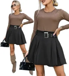 elegancka-spodnica-damska-plisowana-rozkloszowana-kontrafaldy-pasek