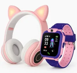 smartwatch-rozowy-gpslokalizatorkamerasim-sluchawki-led-kocie