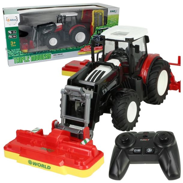 TRAKTOR ZDALNIE STEROWANY R/C Z KOSIARKĄ DO TRAWY RUCHOME ELEMENTY + PILOT
