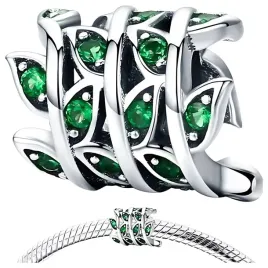 charms-zielone-listki-srebro-925-pnacze-srebrne-koralik-zawieszka