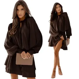 elegancka-rozkloszowana-sukienka-mini-czekolada