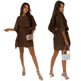 kobieca-elegancka-sukienka-nietoperz-wiazanie-oversize-czekoladowa