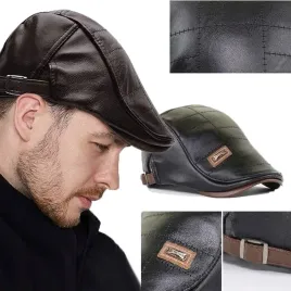 moda-kaszkiet-meski-czarny-skorzana-czapka-casual-zimowe-cieplo-z