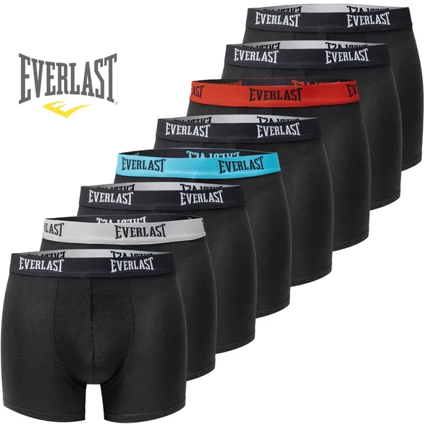 Everlast Bokserki Męskie Zestaw Czarny Guma Bawełna Zestaw 8 Sztuk Roz. XL