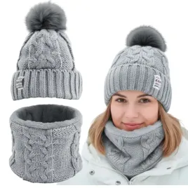 komplet-zestaw-damski-szary-komin-czapka-zimowa