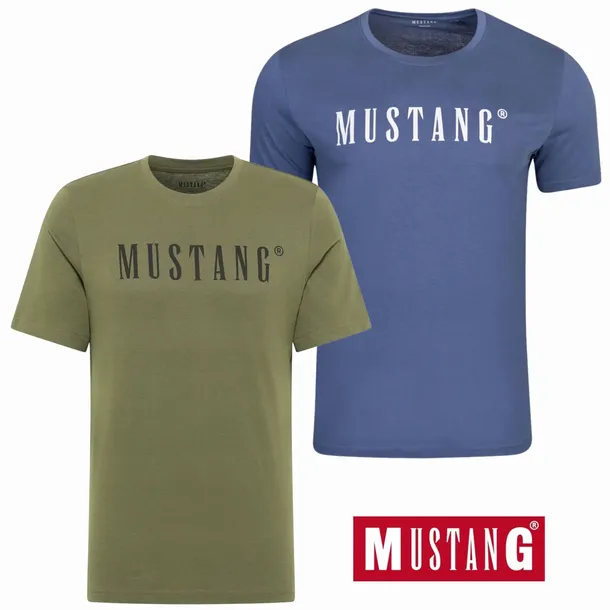 T-shirt męski KOSZULKA MUSTANG ZESTAW ZIELONA + NIEBIESKA 100% BAWEŁNA XXL