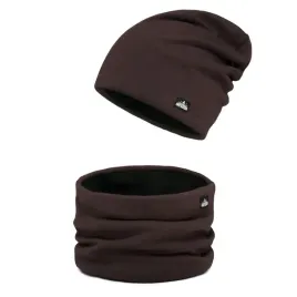 czapka-zimowa-meska-na-polarze-komin-brazowy