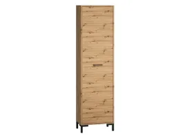 slupek-waska-szafa-z-drazkiem-i-polkami-dab-artisan-czarne-200x55x34-cm