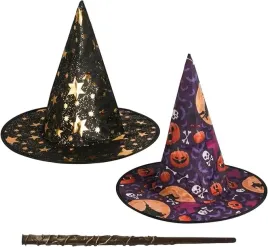 2szt-kapelusz-czapka-wiedzmy-czarownicy-halloween-andrzejki-rozdzka