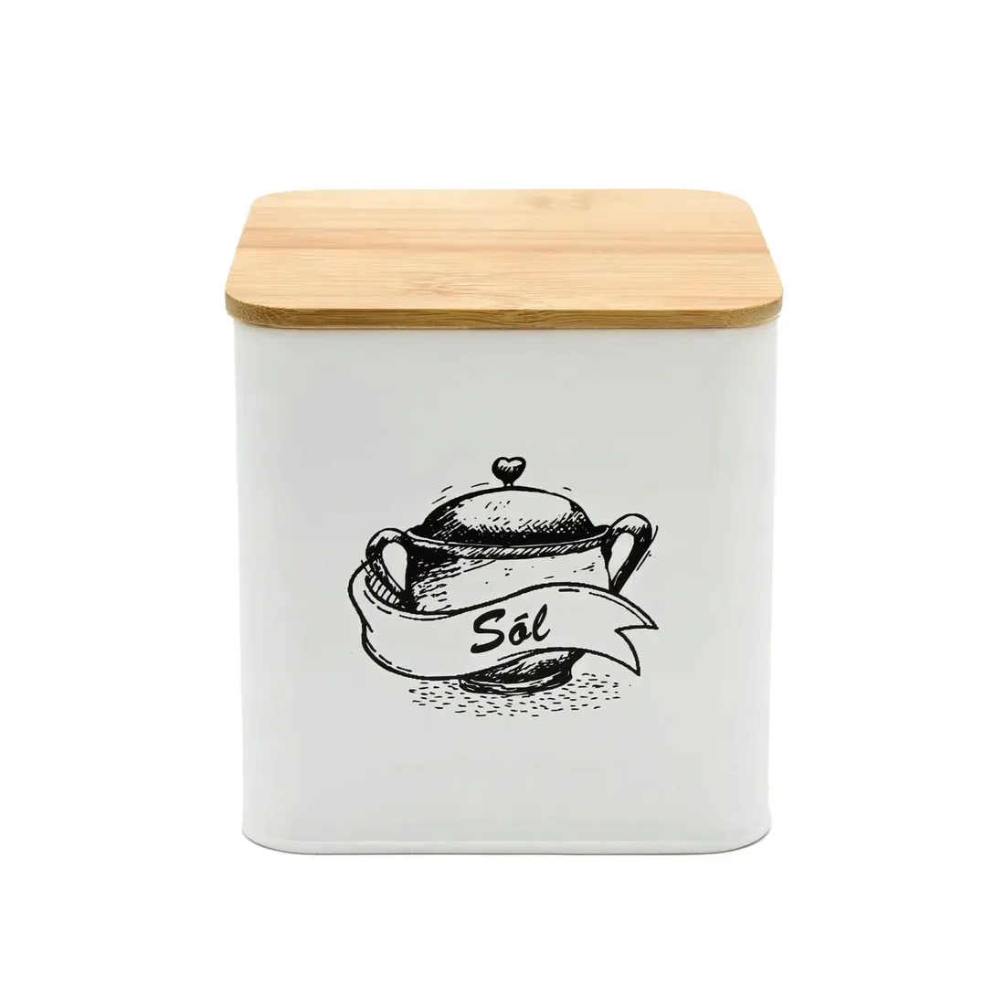 pojemniki-komplet-kawa-herbata-cukier-sol-bialy-metalowy-bambus-zestaw-stan-nowy