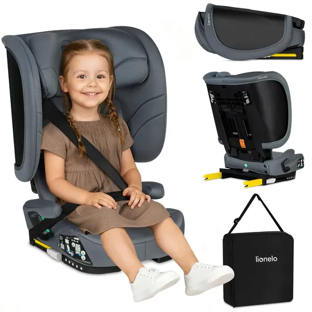Fotelik samochodowy SKŁADANY 100-150cm ISOFIX 15-36kg SZEROKI Lionelo Orin