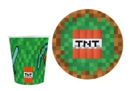 zestaw-urodzinowy-tnt-kubeczki-i-talerzyki-piksele-dla-gracza-komplet