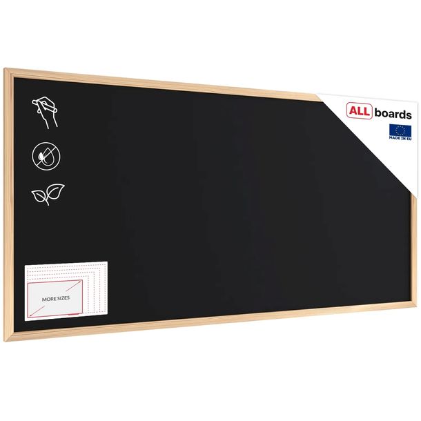 Tablica kredowa czarna 120x60 cm rama drewniana ECO