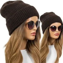 czapka-damska-ciepla-wywijana-zimowa-czekoladowy-braz-beanie-premium